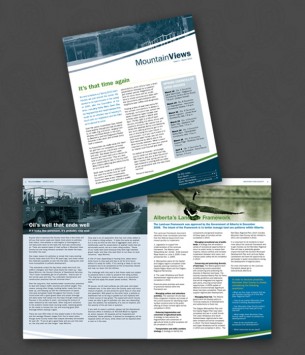 Design of a monthly newsletter for Mountain View county. Design.